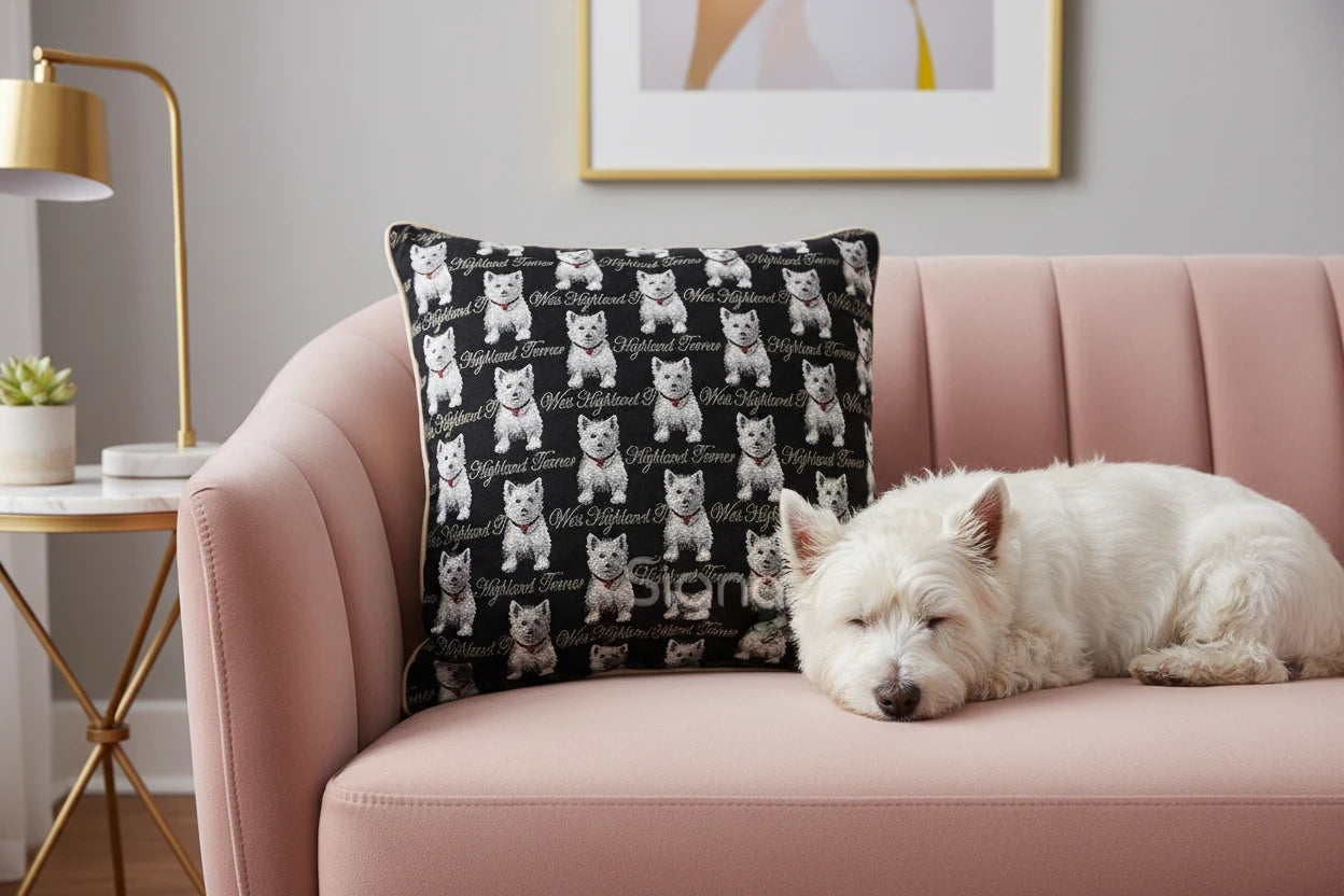 The Westie Print Accent Pillow Cover