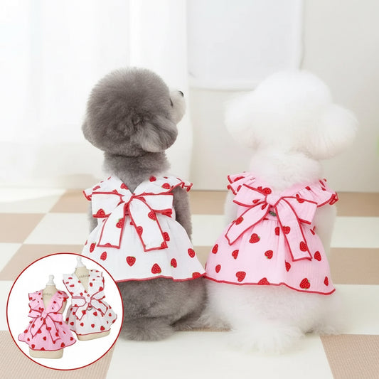 Pet Strawberry Dress Summer Dog Clothes Luxury Dog Vest Suspender Skirt Cat Cooling Shirt Bichon Chihuahua Clothing Dog Outfits