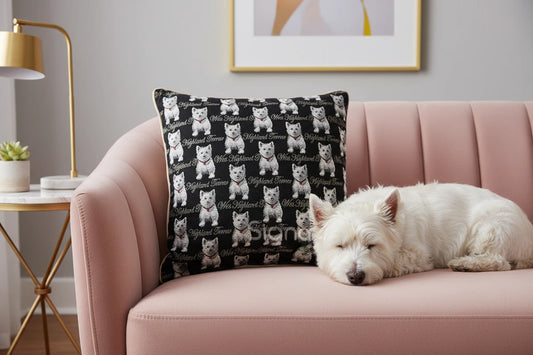 The Westie Print Accent Pillow Cover