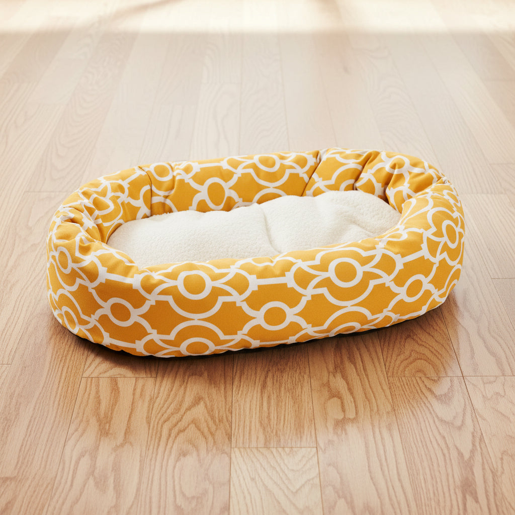 Sherpa Athens Bagel Pet Bed for Dogs, Calming Dog Bed Washable, Large, Citrus