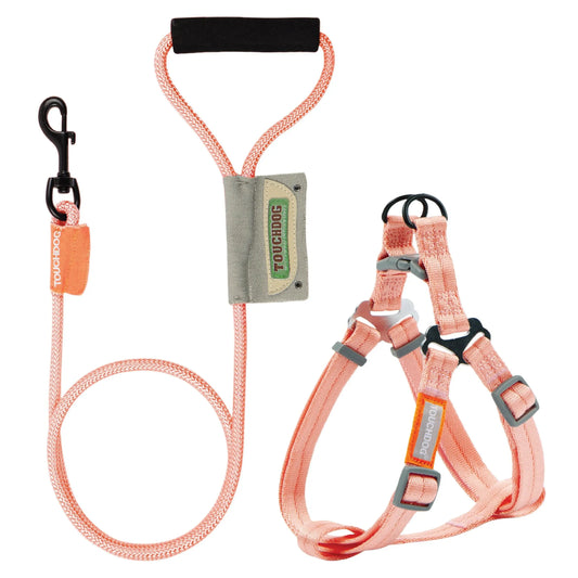 DB Touchdog 'Macaron' Luxury 2-In-1 Dog Harness Leash Durable Nylon Neoprene Breathable Available Purple/Pink/Black Sizes