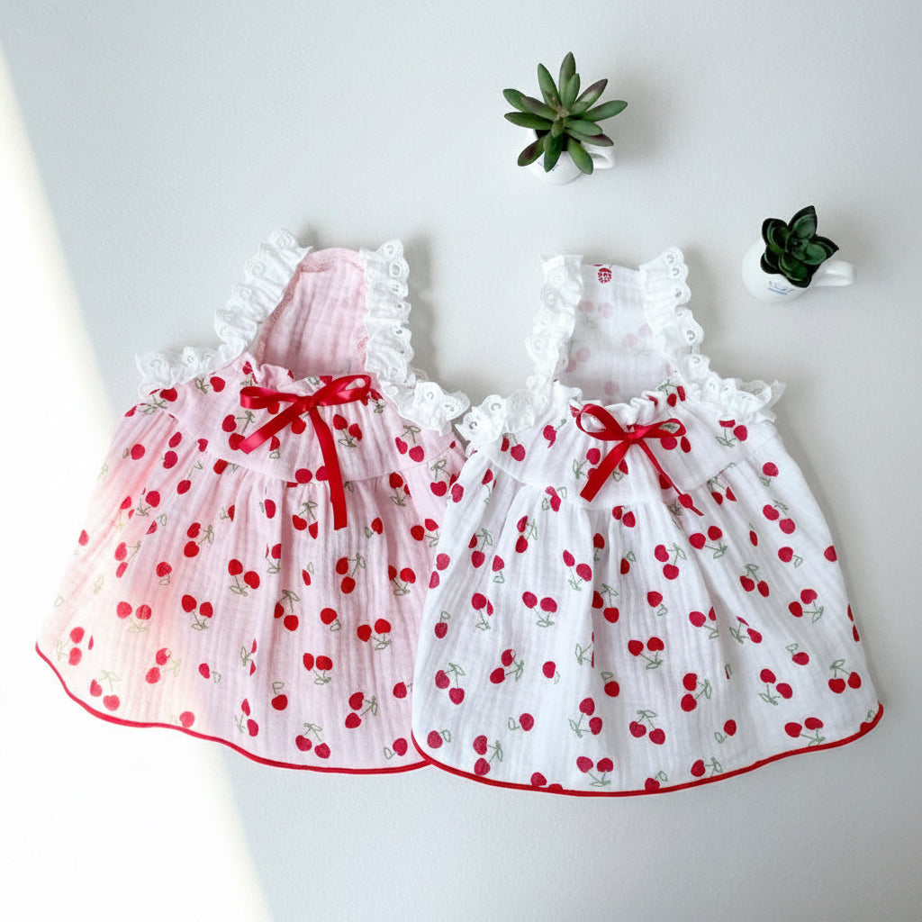 Cherry Dress, S-2XL, Dog Clothes, Pet Clothing, Dog-One Piece,Pet Dress, Dog Check-Shirt, Dog Top, Dog Apparel, Pet Clothing