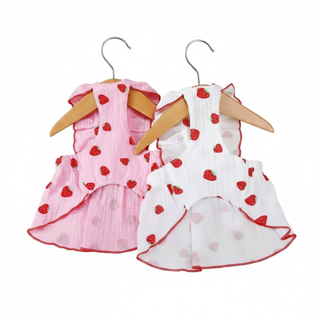 Pet Strawberry Dress Summer Dog Clothes Luxury Dog Vest Suspender Skirt Cat Cooling Shirt Bichon Chihuahua Clothing Dog Outfits