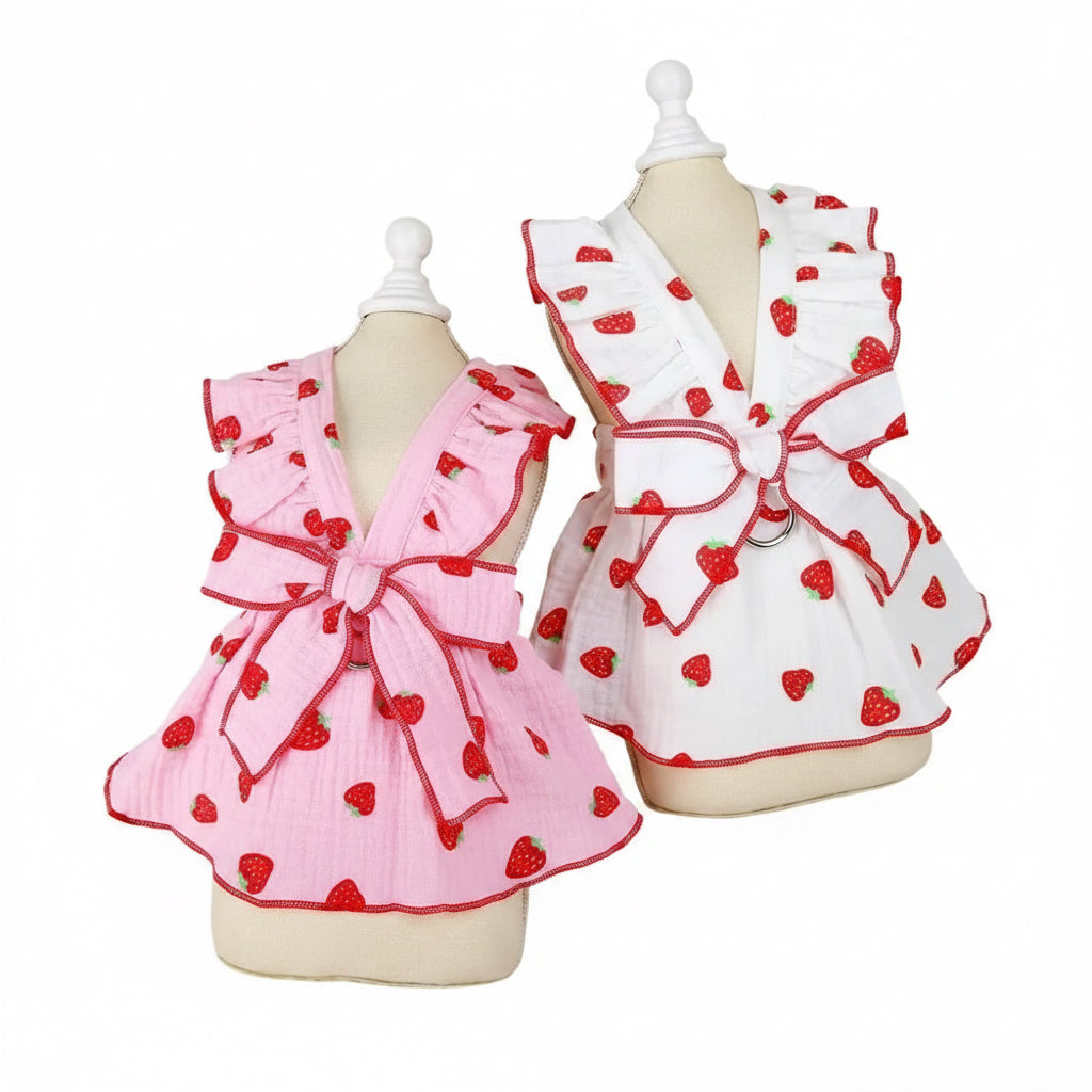 Pet Strawberry Dress Summer Dog Clothes Luxury Dog Vest Suspender Skirt Cat Cooling Shirt Bichon Chihuahua Clothing Dog Outfits